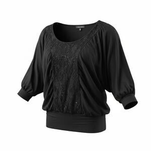 Baby Phat Black Lace Sequin Top Dolman Batwing Sleeve Y2K Women’s  Sz. 1x